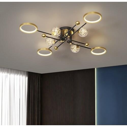 Modern LED Chandelier Lighting For Room Glass Ball Gypsophila Ceiling Hanging Lamp For Hall Dining Kitchen Island Round Lustre