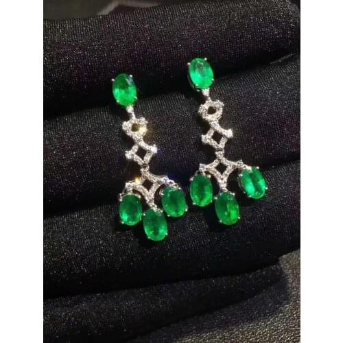 Natural And Real Emerald Silver Stud Earrings, 925 Sterling Silver Oval Gemstone Fine Elegant Jewelry for Women Earring