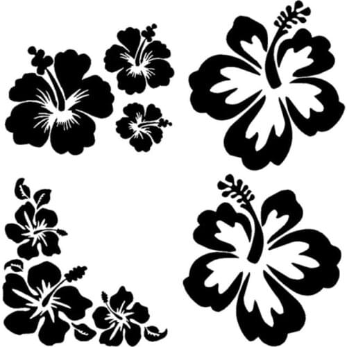 Fashion Car Stickers Hawaiian Hibiscus Flower Modeling Decal PVC Cars Motorcycle Sunscreen Waterproof Creativity Decals Decor
