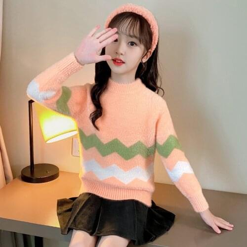 Girl Sweater Kids Baby Outwear Tops 2021 Simple Fleece Thicken Warm Winter Autumn Knitting Flexible Children Clothing