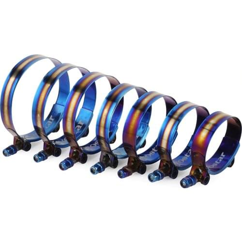 1.75" to 3.75" 45mm to 105mm Stainless Steel T-Bolt Hose Clip Clamp Kit Adjustable Universal Titanium Blue Finish Clamps Pipe