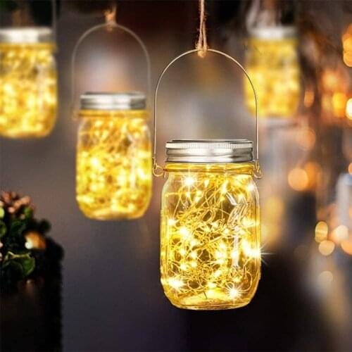 Solar Powered Mason Jar Lights Outdoor Hanging Led Fairy Firefly String Lights Lanterns Best Patio Wedding Party Deck Garden