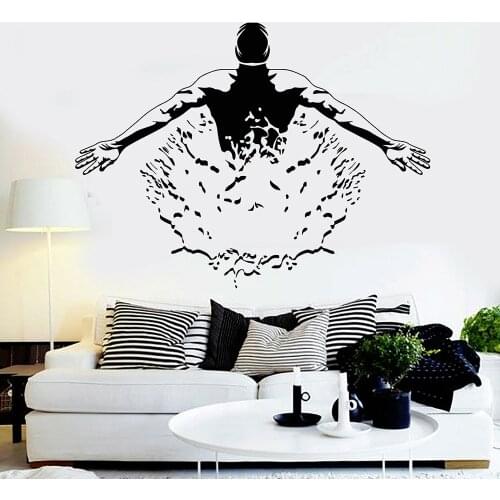 Vinyl Wall Decal Swimmer Pool Swimming Pool Swim Wall Stickers Swimming Sport Decals for Home Bedroom Decoration Wallpaper B396