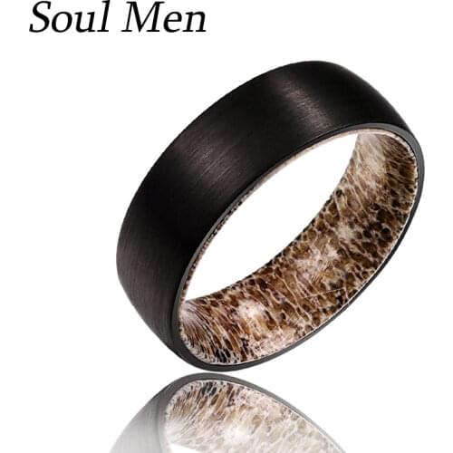 8mm Tungsten Steel Shell And Antler Inner Ring Business Ring 2021 Trend Mens Ring Free Shipping