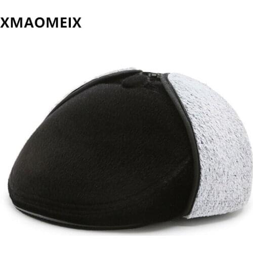 XMAOMEIX New Winter Mens Thicken Plus Velvet Warm Bomber Hats Thermal Fluff Earmuffs Hat Casual Ski Cap Snapback Caps Dads Hat