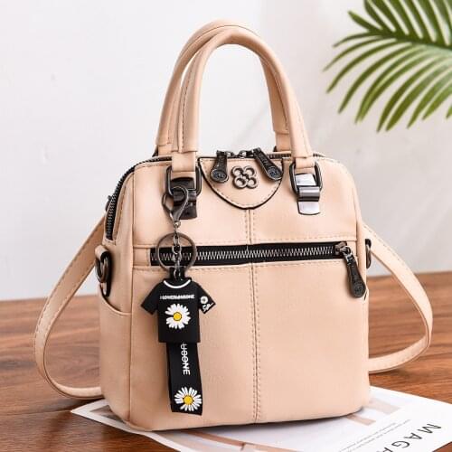 Woman Fashion Small Pu Leather Backpacks Bags 2021 Summer Girls Soild Pink Student Book Travel School Backpack Hand Bags