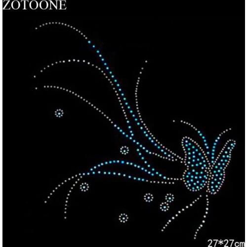 ZOTOONE Butterfly Flower Artesanato Crystals HotFix Rhinestones Stickers for Clothes Dress Strass Sewing Rhinestone Applique E
