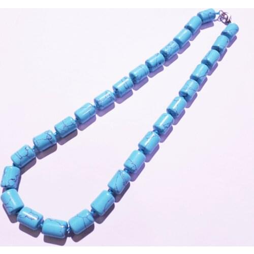 1 Strand/28Pcs 13x10mm Wholesale Fashion DIY Jewelry Green Turquoise Cylindrical Shape Pendant Necklace Length 210mm S1117