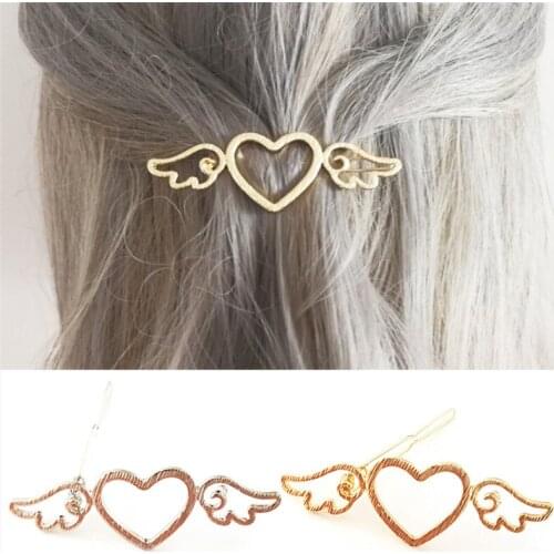 1 PC Fashion Tiara Alloy Hairpins Clamps Heart Wing Hair Clip Wedding Party Women Girls Accessories