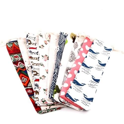 100pcs Drawstring Portable Cotton Linen Travel jewelry Storage display Bag Spoon Chopsticks Small toothbrush writing brush Bag