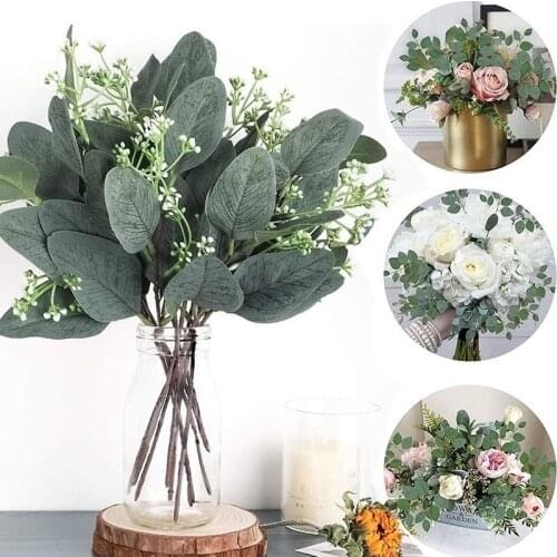 2020 Artificial Eucalyptus Leaves Stems Eucalipto Branches Plants for Floral Bouquets Wedding Holiday Home Greenery Decorations