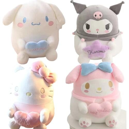 4Style Sanrio Plush Toys Kawaii Animal Cartoon Kitty Kuromi My Melody Cinnamoroll Stuffed Plush Doll Birthday Gifts For Girls