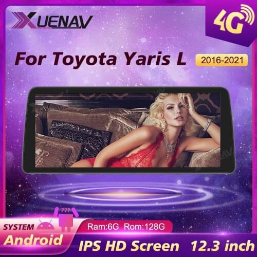 12.3 inch Screen Car DVD Player For Toyota Yaris L 2016 2017 2018 2019 2020 2021 GPS Navigation Carplay Head Unit 128G Android