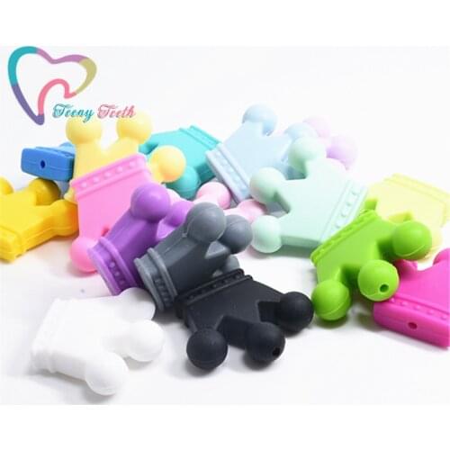 50 PC Crown Shape Silicone Beads BPA Free Food Grade Silicone Pendant Crown Chew Beads DIY Baby Teething Accessories Multi-Color