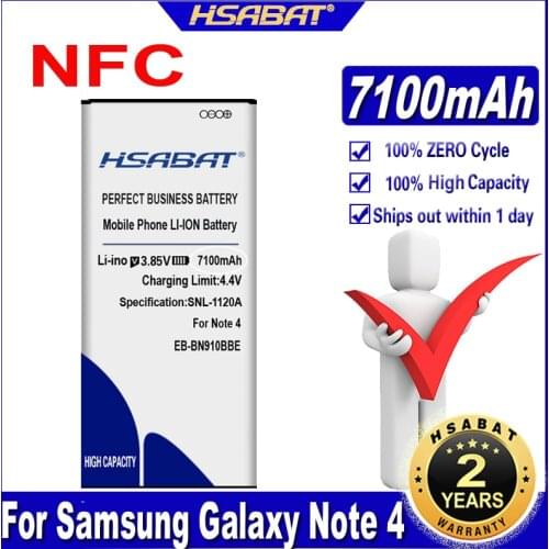 HSABAT 6950mAh Battery For Samsung Galaxy Note 4 N910 EB-BN910BBE NFC N910H N910A N910C N910F N910FQ N910X N910W N910T Note4