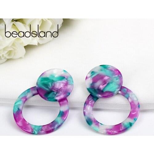 Beadsland Acetic Acrylic Drop Earrings Fashion Neo-Gothic Round Colorful Women Girls Dancing Party Christmas Gift 39284
