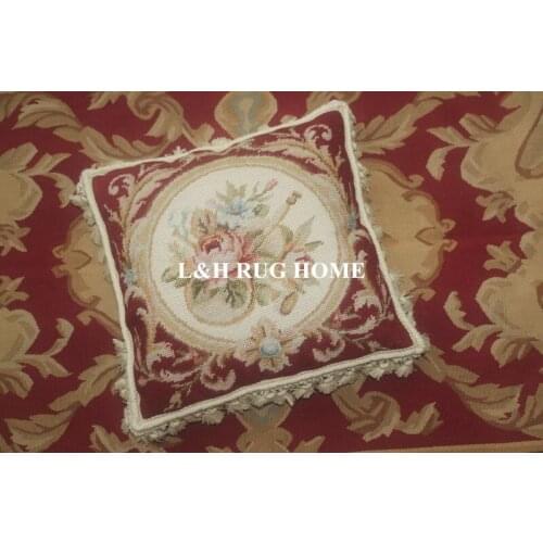 FREE SHIPPING 10K 14"X14" Handmade wool Needlepoint pillow handknotted cushion no insertion