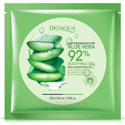 BIOAQUA Natural Aloe Vera Gel Face Mask Skin Care Moisturizing Oil Control Wrapped Mask Shrink Pores Facial Mask 10Pcs/Lot