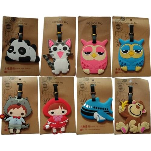 Fashion Panda Monkey Suitcase Luggage Tag Cartoon PVC Address Holder Baggage Label Silicone Plane ID Travel Accessories