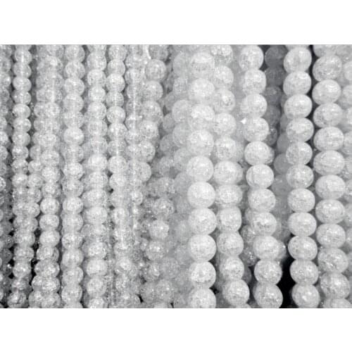 Pick Size 6 8 10 12 14mm Natural Loose Snow Cracked Round White Crystal Quartz Rock Spacer Beads For Jewelry DIY