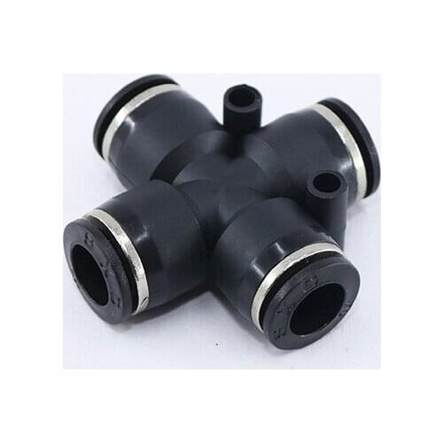 Black PZA series for 4/6/8/10/12MM Pneumatic Fitting 4-Way Cross Connector