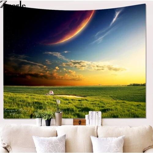Zeegle Tapestry Night Starry Sky Beautiful Sight Printed Wall Hanging Tree Natural Scenery Tapestry Living Room Decor