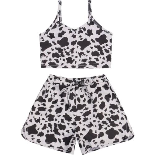 Children Clothing Leopard Sleeveless Tank+Shorts 2pcs Outfit 2021 Summer Toddler Girls Clothes Suit Kids Tracksuit For Girls Set