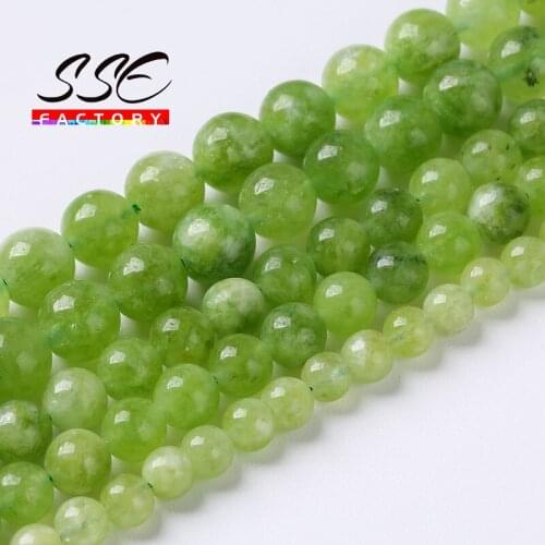 Green Peridot Beads Natural Stone Round Loose Spacer Beads For Jewelry Making DIY Bracelet Earrings Accessories 6 8 10mm 15"inch