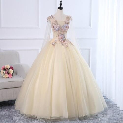 Lace Illusion V-neck Quinceanera Dresses 2021 Vestidos Prom Gown Long Sleeve Party Dress Ball Gown Vintage Robe De Bal