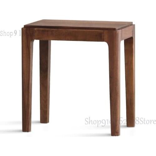 Solid Wood Square Stool Black Walnut Dining Stool Bedroom Makeup Stool Nordic Minimalist Small Stool Household Bench