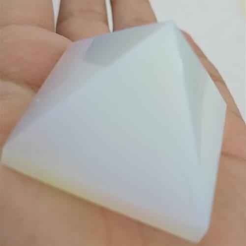 Natural White Opal Stone Pyramid Crystal Energy Point Meditation Wand Decoration 1pc