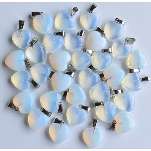 2020 fashion bestselling top quality opal stone charms love heart pendants for jewelry making 16mm 50pcs/lot Wholesale free