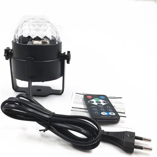 Voice contr with remote control Mini RGB LED Crystal Magic Ball Stage Effect Lighting Lamp Bulb Party Disco Club DJ Light