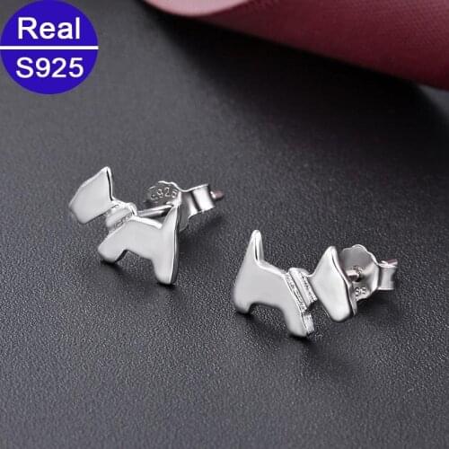 Fashion Simple Small Cute Animal 925 Sterling Silver Puppy Dog Earrings New Year Gift For Women Real S925 Fine Jewelry Wholesale