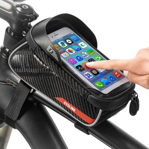 MTB Mountain Road Bicycle Front Top Tube Handlebar Touch Screen Cell Mobile Phone Holder Water-resistant Bike Case Bag Pannier