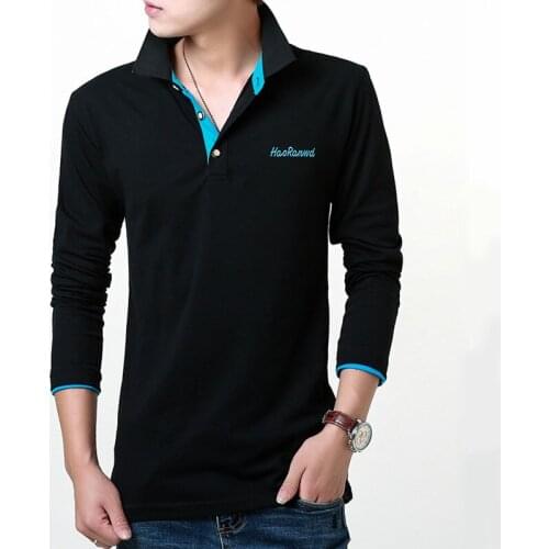 Men polo shirt long-sleeve lapel 2020 new autumn black thin smart casual trend student male polo shirt teenage boy P07b