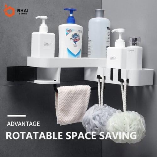 Traceless Corner Storage Rack Nail-Free Shower Organizer Shelf for Wall Mounted Kitchen Shelf Household Items Bathroom Accessori