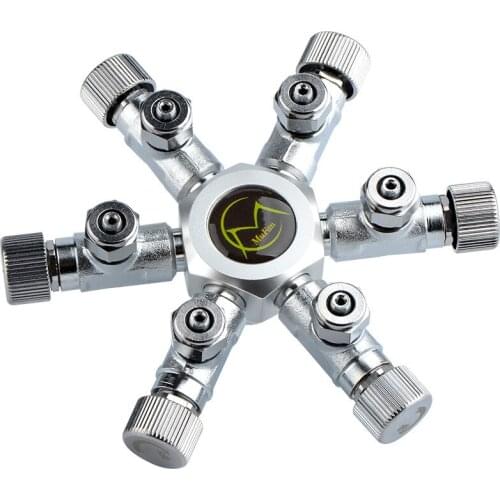 Stainless Steel Aquarium Multi Way CO2 Splitter Regulator Valve Distributor for Aquarium Plant CO2 Tank