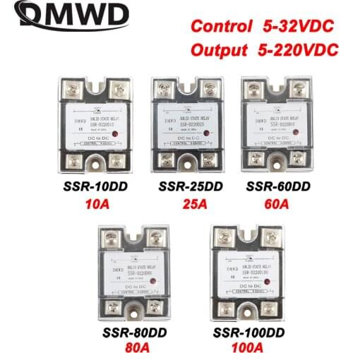 SSR 40DD 40A DC single phase solid state relay with indicator SSR-40DD Input 5-32V DC load 5-220V DC SSR-D220D40