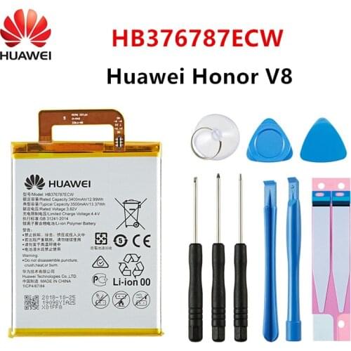 Hua Wei 100% Orginal HB376787ECW 3500mAh Battery For Huawei Honor V8 HB376787ECW Replacement Batteries +Tools