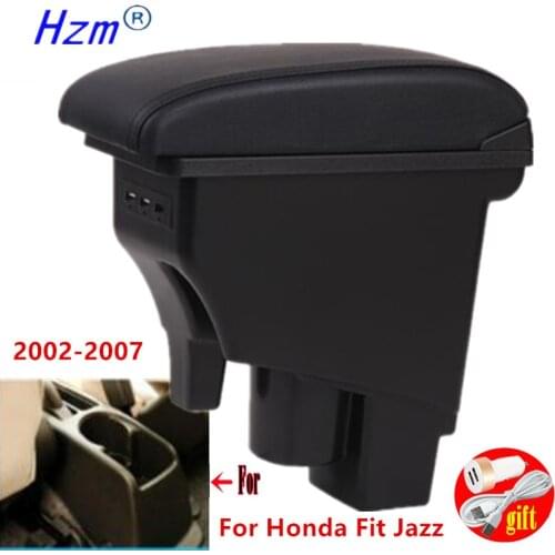 For Honda Fit Armrest For Honda Fit Jazz 2002 2003 2004 2005 2006 2007 Car Armrest box Retrofit parts Interior Storage box 3USB