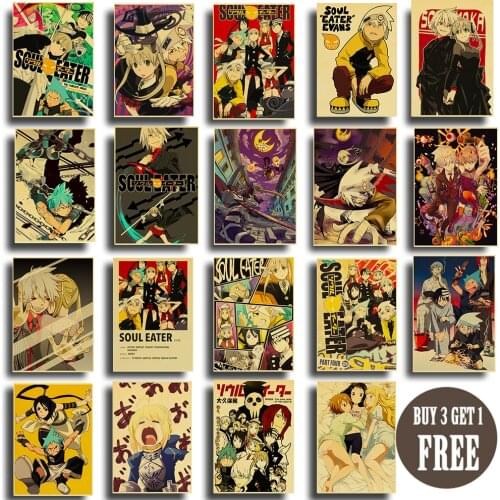 Anime SOUL Eater Kraftpaper Retro Poster Artwork Painting Abstract Fancy Wall Sticker for Coffee House Bar