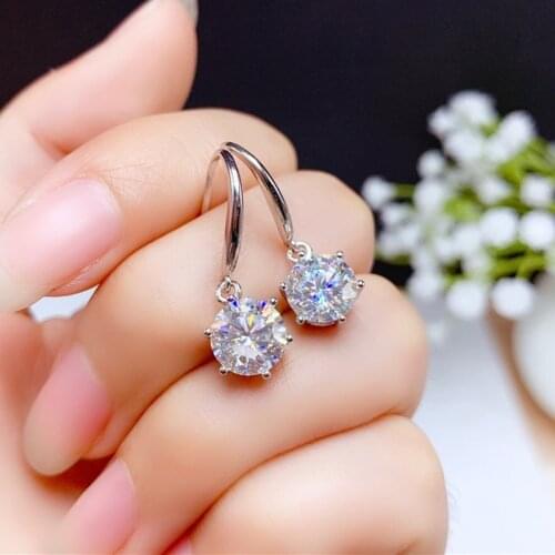 Genuine Moisannite Drop Earring for Women Wedding Party Gift 0.5CT 1CT 2CT VVS Lab Diamond Fine Jewelry Real 925 Sterling Silver