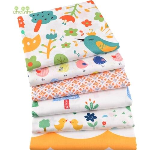 Chainho,Crown Birds Series,Printed Twill Cotton Fabric,For DIY Quilting Sewing Baby&Children Sheet,Pillow Material,Half Meter