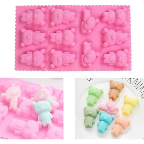 11 Cavity Chocolate Mold Bear Shape Silicone Mold For Gummy Candy Jelly Soap Cookie Pudding Ice Cube Tray Cake Decoration Tool