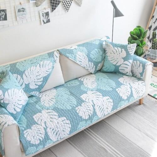 Nordic Green Leaf Sofa Covers Slip-resistant Cotton Sofa Towel Sofa Slipcover Plants Pattern Covers for Living Room Home Decor
