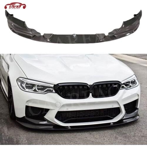 Dry Carbon Fiber Front Bumper Lip Spoiler Splitters For BMW 5 Series F90 M5 Original Bumper 2018 2019 FRP Head Chin Shovel