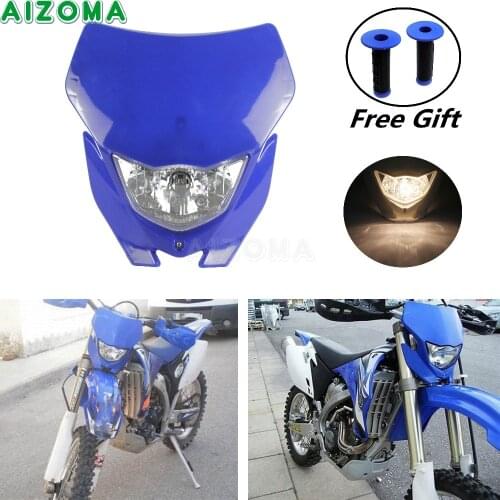 Supermoto Bike Universal H4 35W Halogen Headlight Headlamp Mask For Suzuki Honda Yamaha WR 250F 450F 426 250 125 TTR YZF TW