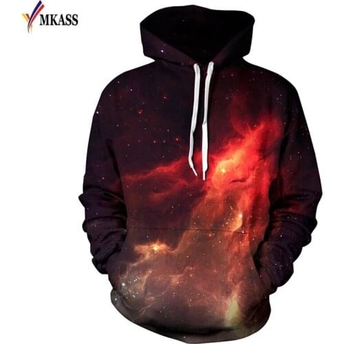 Hot European Size 3D Sweatshirts Men/Women Hoodies With Hat Print Stars Nebula Autumn Winter Loose Thin Hooded Hoody