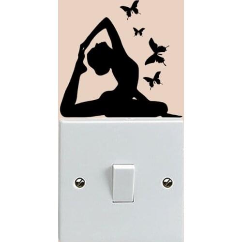 Yoga Body And Mind Fashion Home Decor Vinyl Wall Sticker Switch Decal 6SS0196